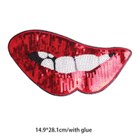 Écusson de sublimation personnalisé Écusson à lèvres brodé personnalisé Écussons de broderie à paillettes colorées thermocollants pour T-shirts