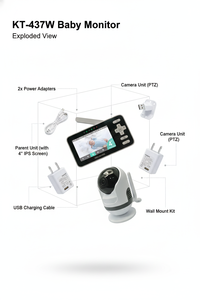 Système de caméra de sécurité portable pour animaux de compagnie KT-437W, caméra vidéo numérique FHSS 2,4 GHz pour bébé et nounou avec capteur de température - Product Image 3