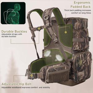 Échantillon gratuit Sac à dos camouflage personnalisé de grande taille 35L Porte-cordes Sac à dos de chasse Camouflage extérieur pour la chasse - Product Image 5