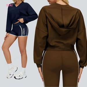 Tops de Yoga Casuales para Mujer 2025, Ropa Deportiva Cómoda de Otoño, Sudaderas Cortas con Capucha, Transpirables, Ligeras, Anti-UV, de Secado Rápido - Product Image 1