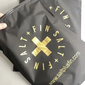 Atacado personalizado embalagem grossa logotipo impresso auto-selagem camisa preta roupas com zíper bloqueio plástico transparente auto-selagem