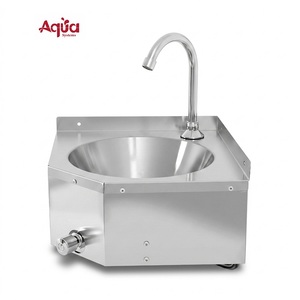 Évier industriel en acier inoxydable, équipement de cuisine commerciale, évier d'angle avec robinet à bouton-poussoir, évier de cuisine en acier inoxydable - Product Image 1