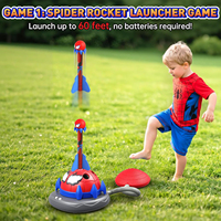 Jeu de lancer d'anneaux, jouets musicaux à sauter, jouets de sport d'extérieur et d'intérieur, lanceur de fusées 3-en-1 pour enfants