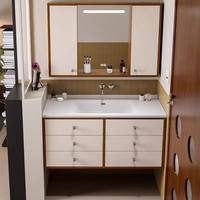 Nouvelle combinaison de meubles de salle de bain de style américain avec lavabo en céramique, miroir pliant Feng Shui, miroir intelligent mural pour hôtel et villa
