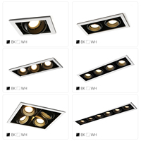 Spot encastré LED moderne MR16 GU10 à quatre têtes 194*194mm, corps en aluminium, carré, rectangulaire, pour salon