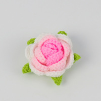 Tête de rose au crochet fait main en fil de coton laitier, rose tricotée pour épingle à cheveux, broche, décoration de vêtements DIY, stock disponible en Chine