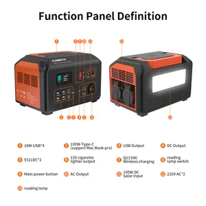 엘빈시 발전소 650w 220v AC RV 휴대용 에너지 저장 전원 공급 장치 태양열 발전기 배터리 야외 캠핑 Campervan