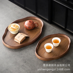 Irregular Wooden <b>Tea</b> <b>Tray</b> For Restaurant Serving Durable Bamboo Pattern - Product Image 3