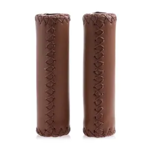 Bicycle hand-sewn high handle soft leather PU grip cover for road folding bike