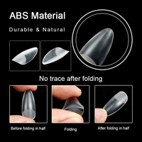 Fournitures pour ongles : 500 faux ongles en gel souple transparents en forme d'amande pour extension d'ongles