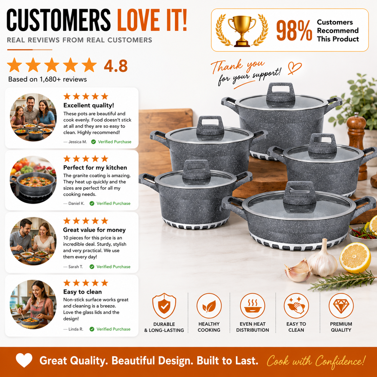 High Quality Kitchen Supplies10pcs Cookware Set Kitchen Aluminum Pot Set Non Stick Cookware Sets · image 6