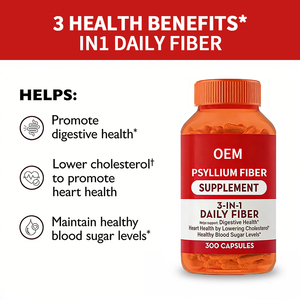 OEM/Özel Etiket <span class=keywords><strong>Psyllium</strong></span> Fiber Kapsülleri |   300 Kapsül |   Porsiyon Başına 2g Çözünür Lif (5 Kapsül) |   Bitki Bazlı |   GMP - Product Image 2