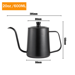 Prix d'usine – <span class=keywords><strong>Bouilloire</strong></span> à café noire en acier inoxydable <span class=keywords><strong>de</strong></span> 600 ml avec bec long <span class=keywords><strong>col</strong></span> <span class=keywords><strong>de</strong></span> <span class=keywords><strong>cygne</strong></span> pour le café filtre, idéale pour le café fait main - Product Image 2