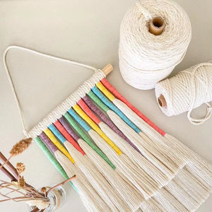 Chaîne colorée chaîne fil <span class=keywords><strong>macramé</strong></span> doux <span class=keywords><strong>coton</strong></span> <span class=keywords><strong>peigné</strong></span> corde 2mm 3mm simple brin torsion cordon à la main tentures murales décor à la maison - Product Image 3