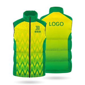 Gilet d'hiver en coton pour homme, vert et jaune, coupe-vent, sans manches, fermeture éclair, vêtements d'extérieur décontractés, service OEM - Product Image 1