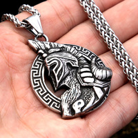Yunnique – pendentif vintage en acier inoxydable, guerrier spartiate, dragon, design géométrique, bijoux à la mode pour hommes, chaînes cadeaux