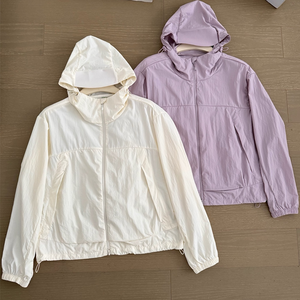 Veste coupe-vent légère à capuche pour <span class=keywords><strong>femme</strong></span>, fermeture éclair, vêtement d'extérieur décontracté avec cordon de serrage réglable pour les activités de plein air - Product Image 1