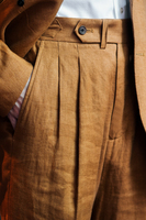 Nouveau pantalon de costume homme 2026 en lin italien rétro, coupe slim, avec revers, style décontracté chic, boucle Paris