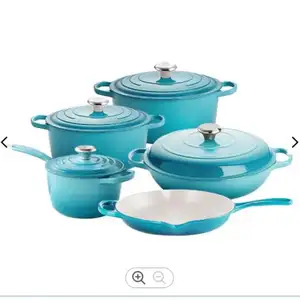 Enamel cast iron cookware kitchen utensils set enameled heavy cast iron cooking ware pots sauce pan set