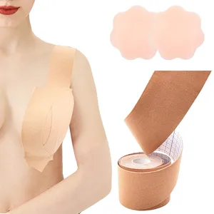 Bande de levage de poitrine et kit de couverture de mamelon en silicone avec boîte, bande de poitrine de grande taille pour les gros seins