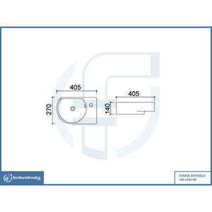 Lavabo de Baño Moderno de Mármol para Montar en la Pared con Lavabo Ovalado Izquierdo LP92 40.5x27cm para Hoteles y Uso de Lavado de Manos - Product Image 2