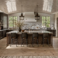 Cuisine sur mesure de style farmhouse traditionnel du Vermont, finition noyer foncé, panneaux en mélamine, ensemble complet de meubles de cuisine