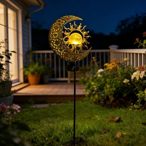 Lampes solaires à insérer au sol, motif fer forgé et lune, pour décoration de cour, jardin et pelouse, <span class=keywords><strong>extérieur</strong></span> - Product Image 2