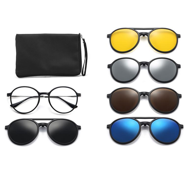 Fashionable Double Nose Bridge Pilot 5in1 Polarized Sunglasses High-quality Comfortable Orange/Light Blue Full Rim UV Protection