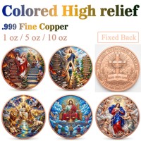 Pièce de monnaie en cuivre pur 999 de 1 oz, Série Jésus, Croix, Énergie Angel Color en relief, Édition de collection UV 3D