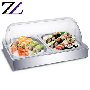 Giữ Tươi Thuôn Dài Truy Cập Hàng Đầu Acrylic Bìa Thực Phẩm Bánh Sushi Gốm Khay Tấm Trường Hợp Buffet Thiết Bị Salad Lạnh Thực Phẩm Hiển Thị - Product Image 4