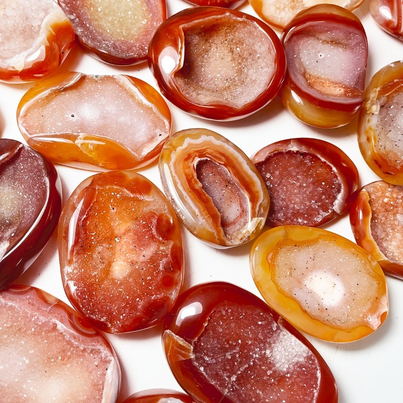 Pierre de palmier géode en agate rouge