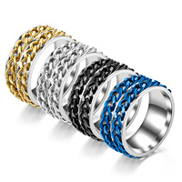 Bague Rotative Double Chaîne en Acier Inoxydable Électroplaqué 10mm pour Hommes et Femmes – Accessoire de Mode pour l'Approvisionnement Transfrontalier