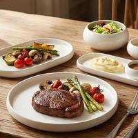 TESSWANG Vajilla de Cerámica Blanca con Logotipo Personalizado, Juegos de Vajilla y Platos de Diferentes Formas, Vajilla al por Mayor para Hoteles y Restaurantes