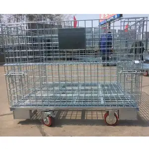 Steel High Capacity Mesh Box Wire Cage Metal Bin Storage Container