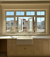 Ventana francesa personalizable de alta calidad, doble vidrio individual, aleación de aluminio, estilo abatible con función a prueba de viento
