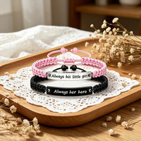 Bracelet unisexe ajustable en acier inoxydable électroplaqué avec plaque nominative et nœud plat tressé, best-seller transfrontalier d'Amazon