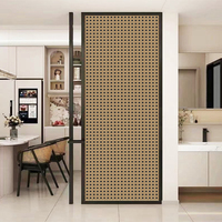 Film décoratif pour fenêtre en PVC tissé imitation rotin 3D, autocollant statique pour vitre, film de confidentialité pour porte de cloison intérieure