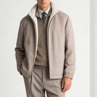 Manteau à revers pour homme en tissu cachemire 340g, coupe ample, toutes saisons, avec doublure en vison, fermeture éclair RIRI, gris camel, modèle 2026 importé