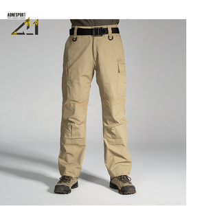 Pantalones Cargo Tácticos para Hombre, Corte Recto, Cintura Media, Secado Rápido, Lona Anti-Pilling, Lavado a la Piedra, Cierre de Cremallera, Estilo Workwear, Múltiples Bolsillos - Product Image 1