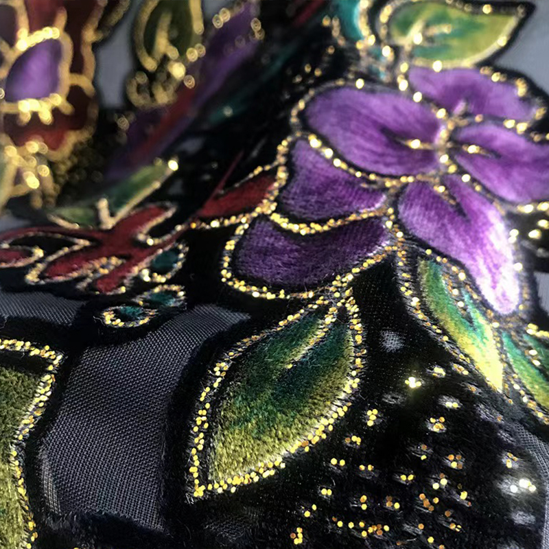 Premium Quality High Definition, Hot Stamping Foil Gold Colorful 100% Poly Silk Satin Chiffon Printed Dirac Somali Sheer Fabric/