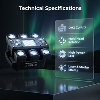 Potente Iluminación LED de Matriz de Haz Móvil de Seis Brazos Tipo Barco Pirata de 100W con Doble Láser Estroboscópico y DMX de 26 Canales para DJ Profesionales, Clubes y Eventos