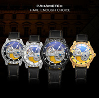 FORSINING Montre mécanique automatique à mouvement à pont unique évidée pour hommes montres étanches en cuir véritable pour hommes