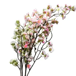 厂家直销人造白色樱花花人造树枝装饰