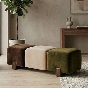 Banco Largo de Madera Maciza Japonesa Estilo Wabi-Sabi, Banco para Zapatos con Almacenamiento, Taburete Moderno Portátil para Sala de Estar, Otomana de Diseño - Product Image 3