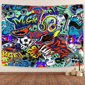 <span class=keywords><strong>Tapisserie</strong></span> <span class=keywords><strong>Graffiti</strong></span> de rue moderne Musique de rue urbaine créative Hip Hop Hippie Art Tapisseries <span class=keywords><strong>Tapisserie</strong></span> colorée amusante en stock - Product Image 3