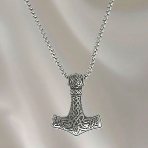 Chaîne à maillons vintage en acier inoxydable pour homme, collier à breloques marteau <span class=keywords><strong>de</strong></span> <span class=keywords><strong>Thor</strong></span>, pendentif, cadeau d'anniversaire pour père - Product Image 4