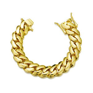 Pulsera de Eslabones Cubanos Planos Laminados de Acero Inoxidable Chapado en <span class=keywords><strong>Oro</strong></span> de <span class=keywords><strong>14K</strong></span> con Recubrimiento PVD de Alta Calidad de 8-20 mm para Joyería Hip Hop Masculina - Product Image 1