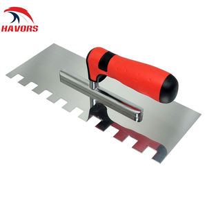 उच्च गुणवत्ता वाले स्टेनलेस स्टील ट्रॉवेल चुकता टाइल और फर्श ट्रॉवेल 280*130 मिमी नॉच 8 मिमी 0.7 मिमी मोटाई Tpr हैंडल के साथ - Product Image 2