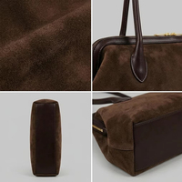 Sacs à main pour femmes en cuir suédé véritable, sacs à bandoulière élégants pour femmes, sacs de bureau décontractés, sacs quotidiens, fabricant de logos personnalisés