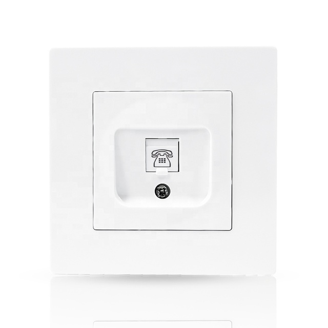 EU 86 Size White Black PC Panel 110V-250V Wall Telehhone Socket Cat3 Tel Outlet Socket